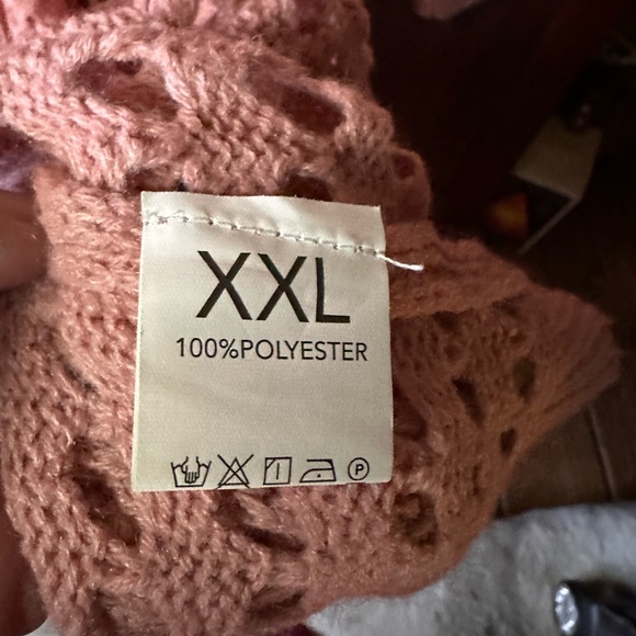 Coral Pink Long Open Knit Duster Cardigan - Picture 4 of 7